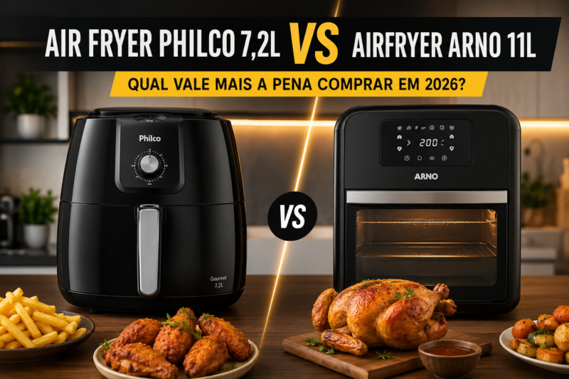 Fritadeira Air Fryer Philco Gourmet 7,2L ou Airfryer Arno Oven & Grill 11L