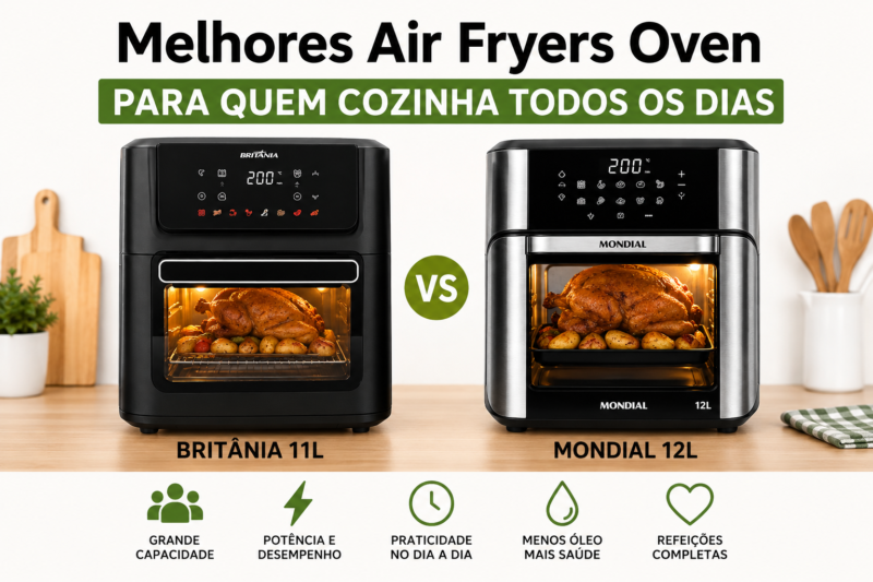 Melhores Air Fryers Oven para Quem Cozinha Todos os Dias em 2026: Britânia 11L ou Mondial 12L?