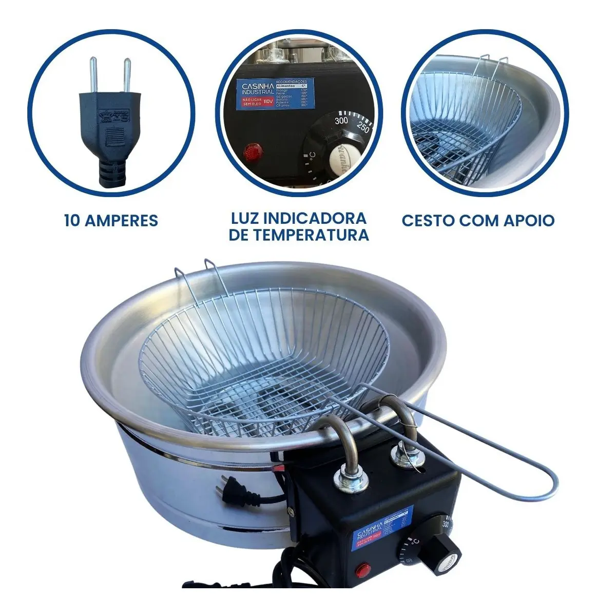 Fritadeira Elétrica Industrial Tacho Inox 1600W